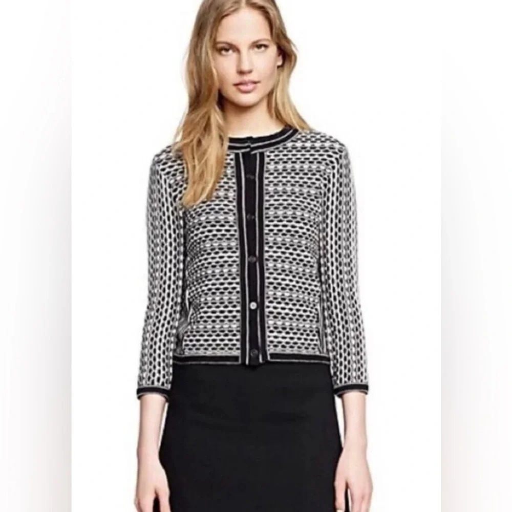 Tory Burch Black and White Knit Cardigan